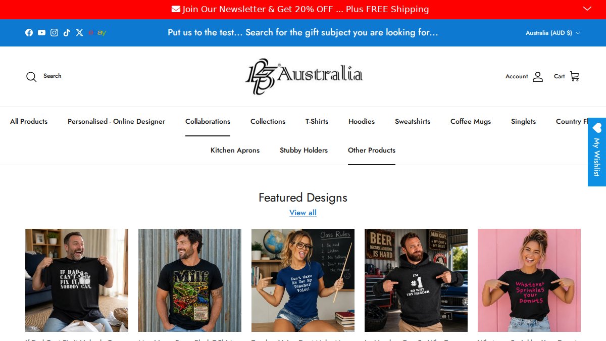 Screenshot of 123t.com.au interface