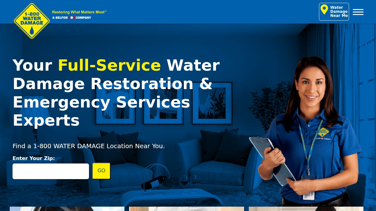 Screenshot of 1800waterdamage.com interface
