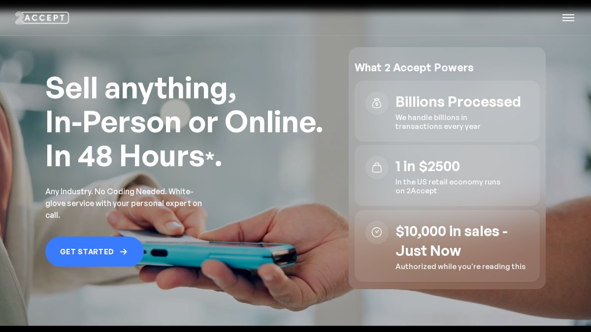 Screenshot of 2accept.com interface