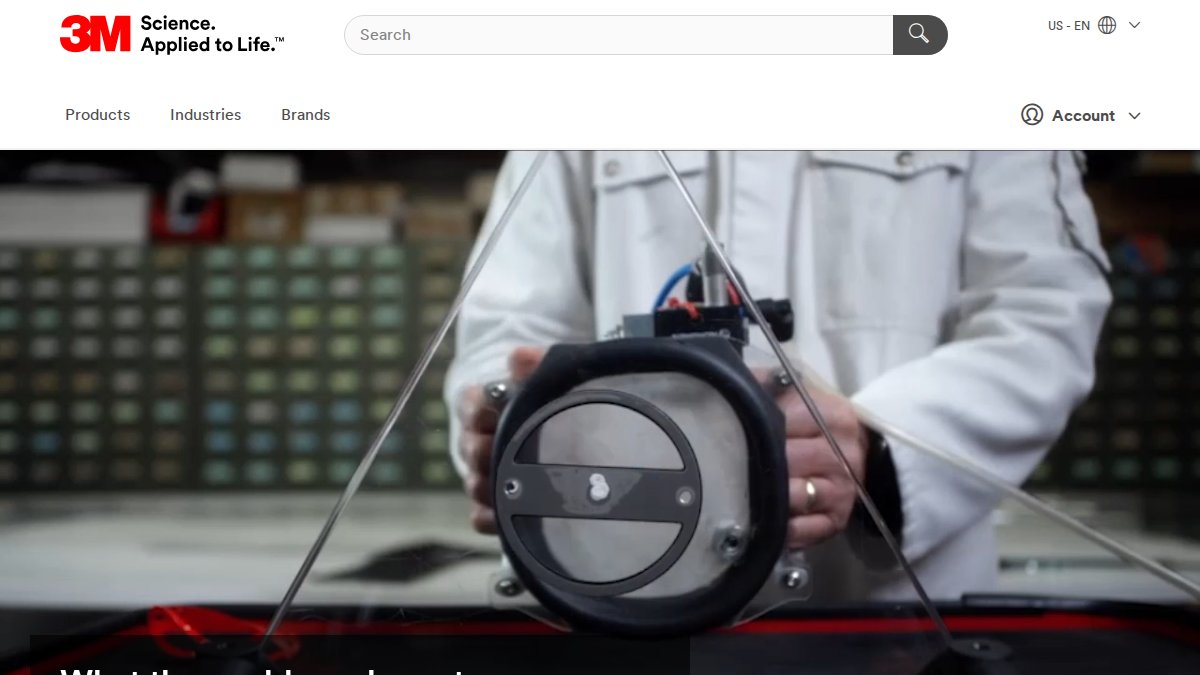 Screenshot of 3m.com interface