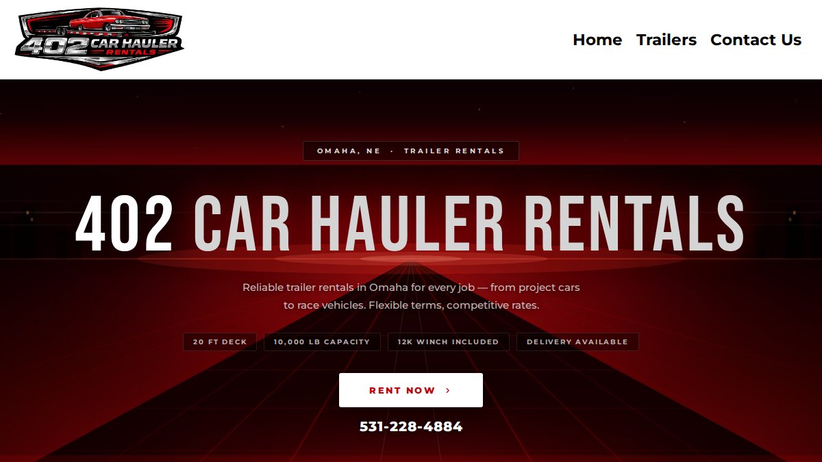 Screenshot of 402carhaulerentals.com interface