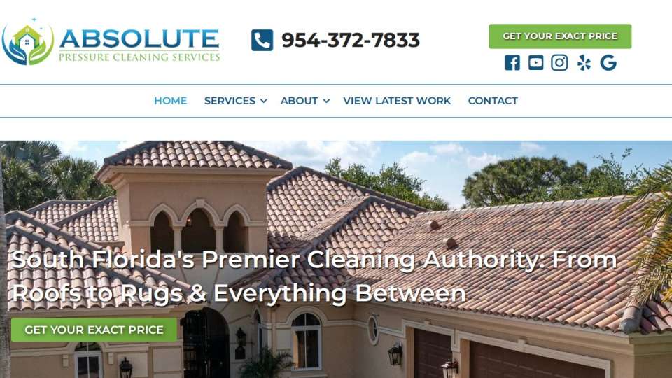 Screenshot of absolutepressurecleaningservices.com interface