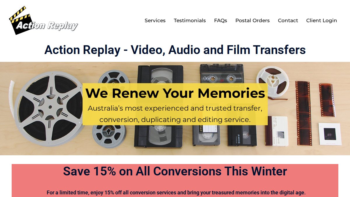 Screenshot of actionreplay.com.au interface