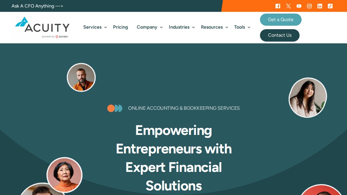 Screenshot of acuity.co interface