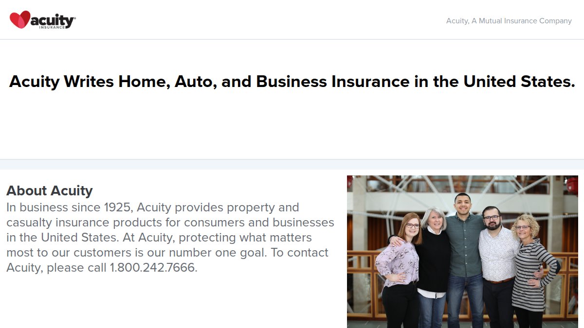 Screenshot of acuity.com interface