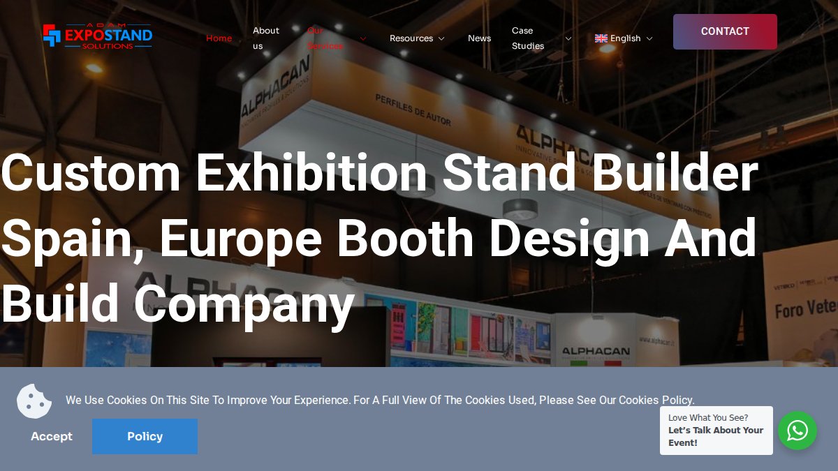 Screenshot of adamexpostand.com interface
