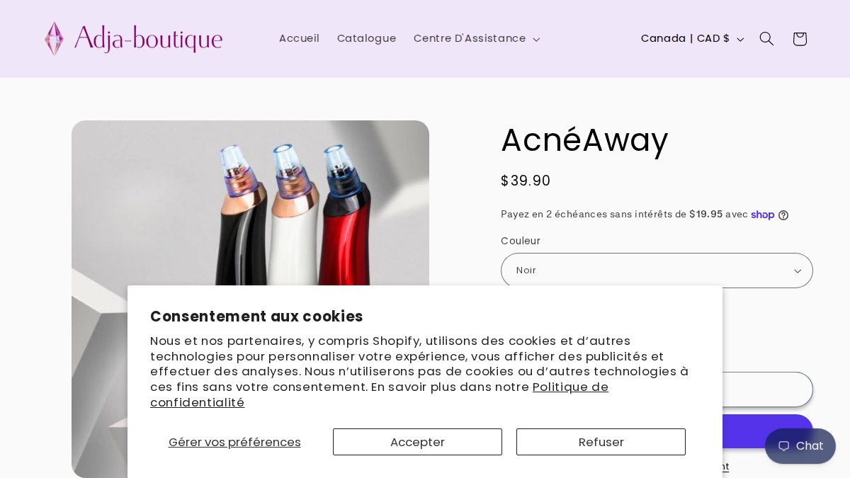 Screenshot of Blackhead Remover Instrument Pore Cleaner Electric Acne Machine page on adja-boutique.com