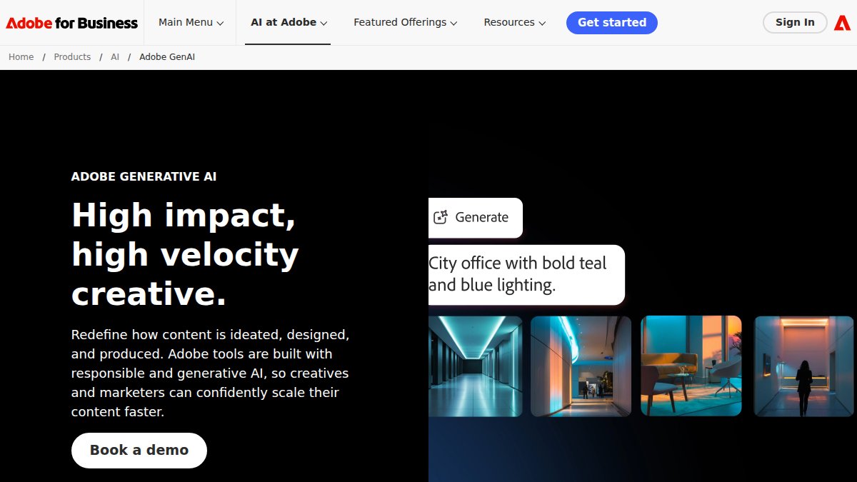 Screenshot of Sensei page on adobe.com