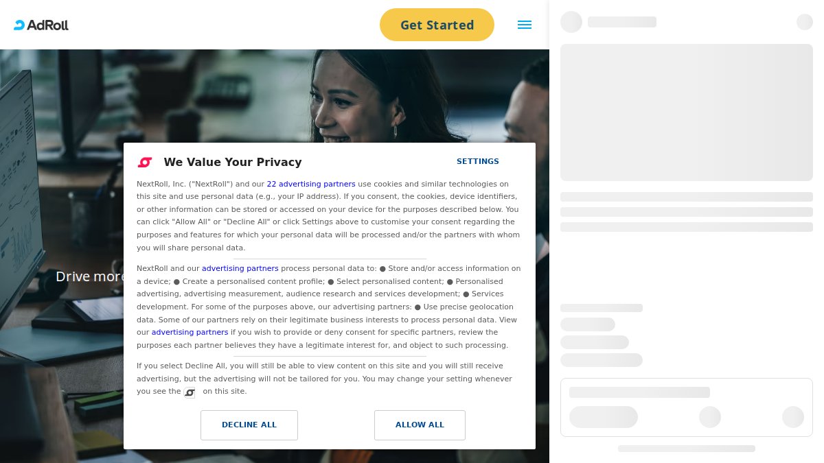 Screenshot of adroll.com interface