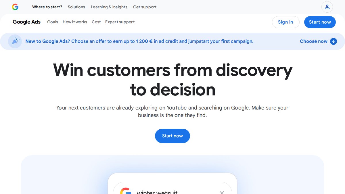 Screenshot of ads.google.com interface