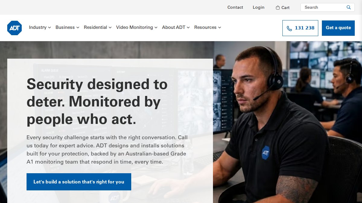 Screenshot of adtsecurity.com.au interface