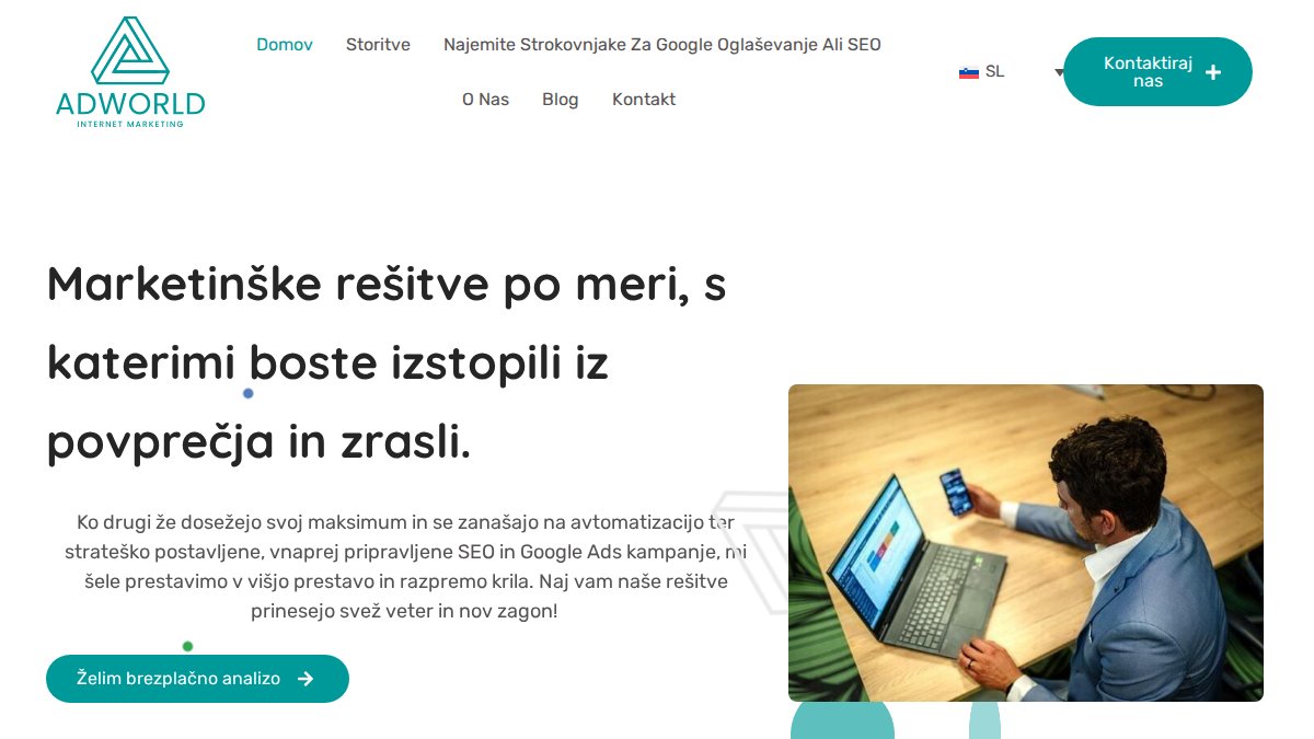 Screenshot of adworld.si interface