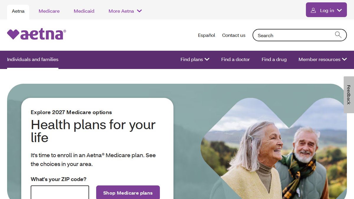 Screenshot of aetna.com interface
