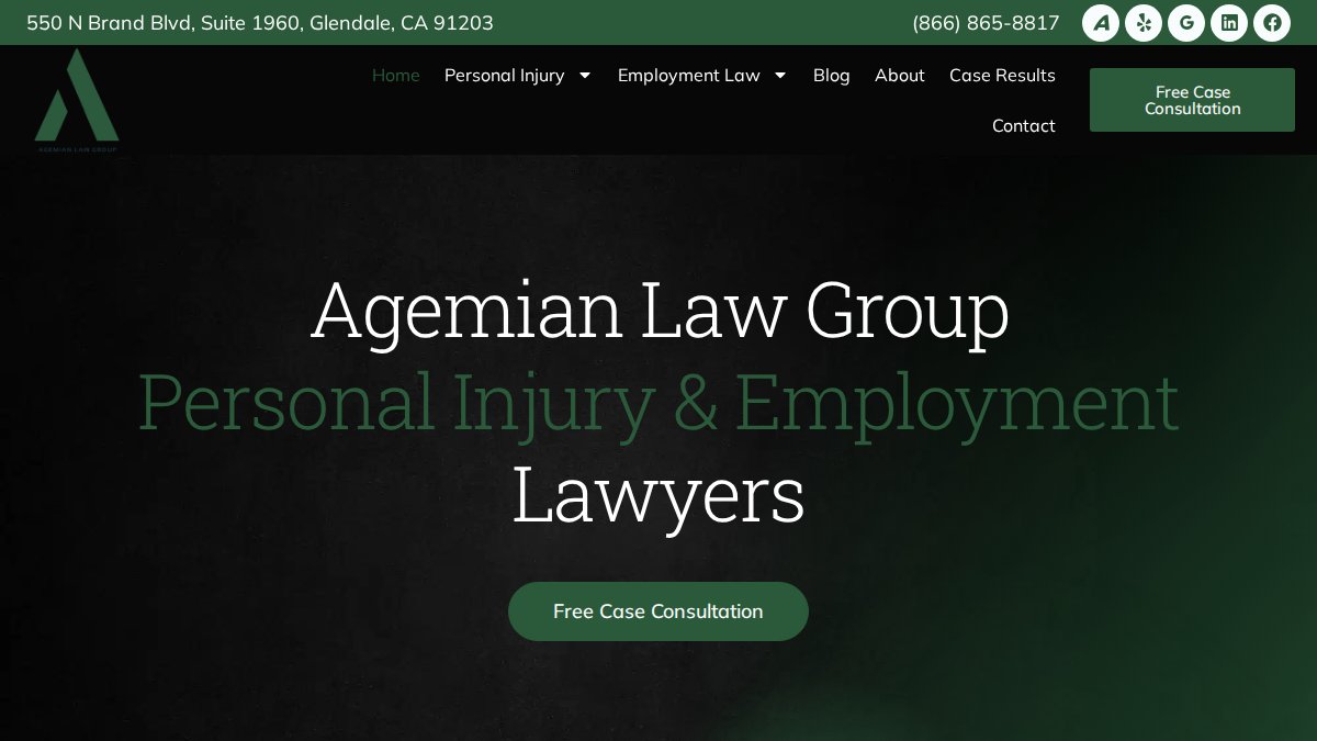 Screenshot of agemianlawgroup.com interface
