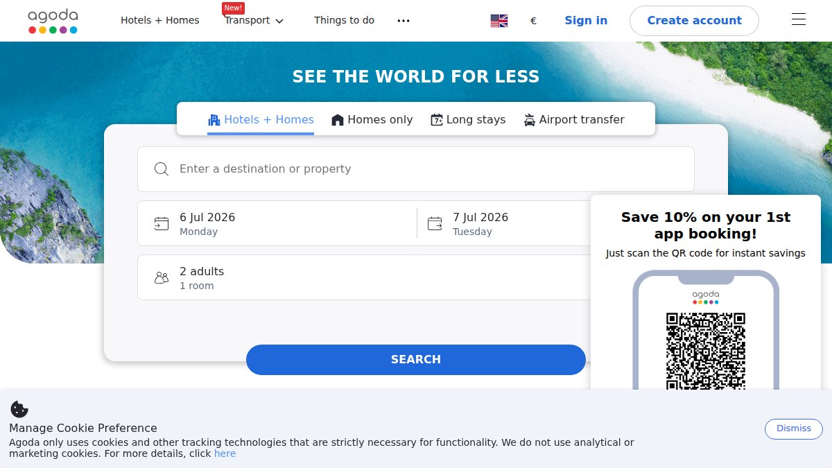 Screenshot of agoda.com interface