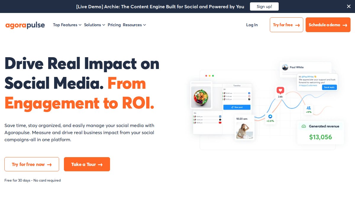 Screenshot of agorapulse.com interface