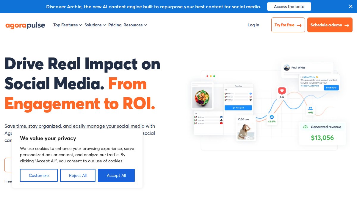Screenshot of agorapulse.com interface