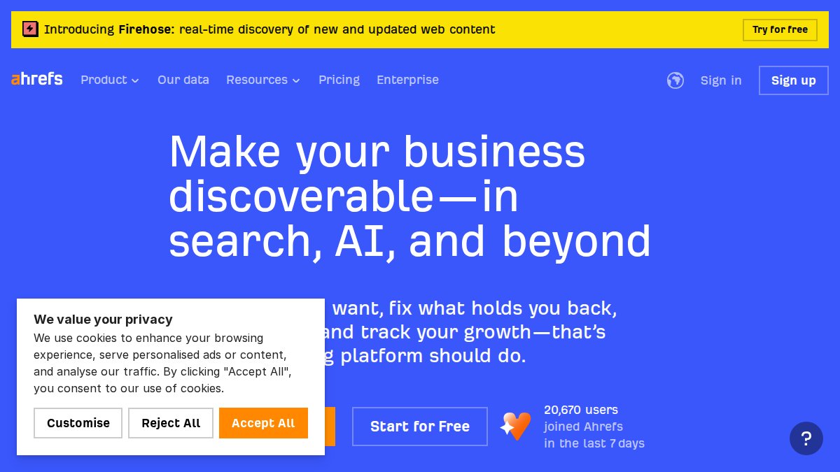 Screenshot of ahrefs.com interface