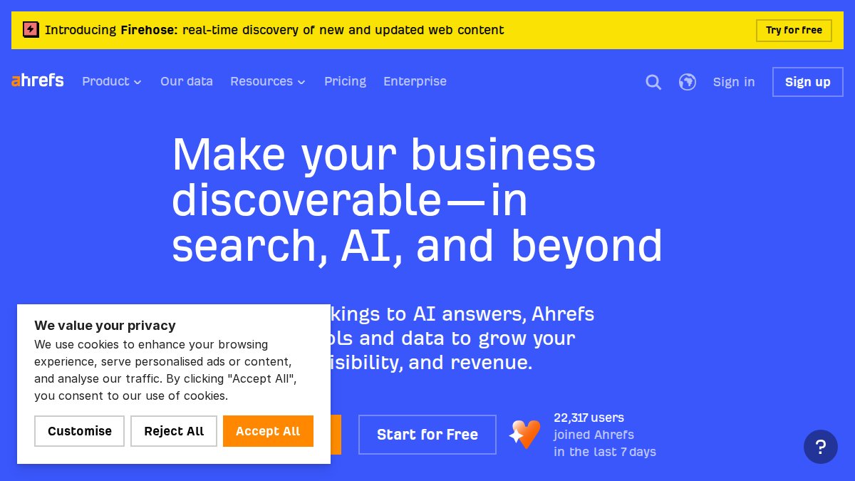 Screenshot of ahrefs.com interface