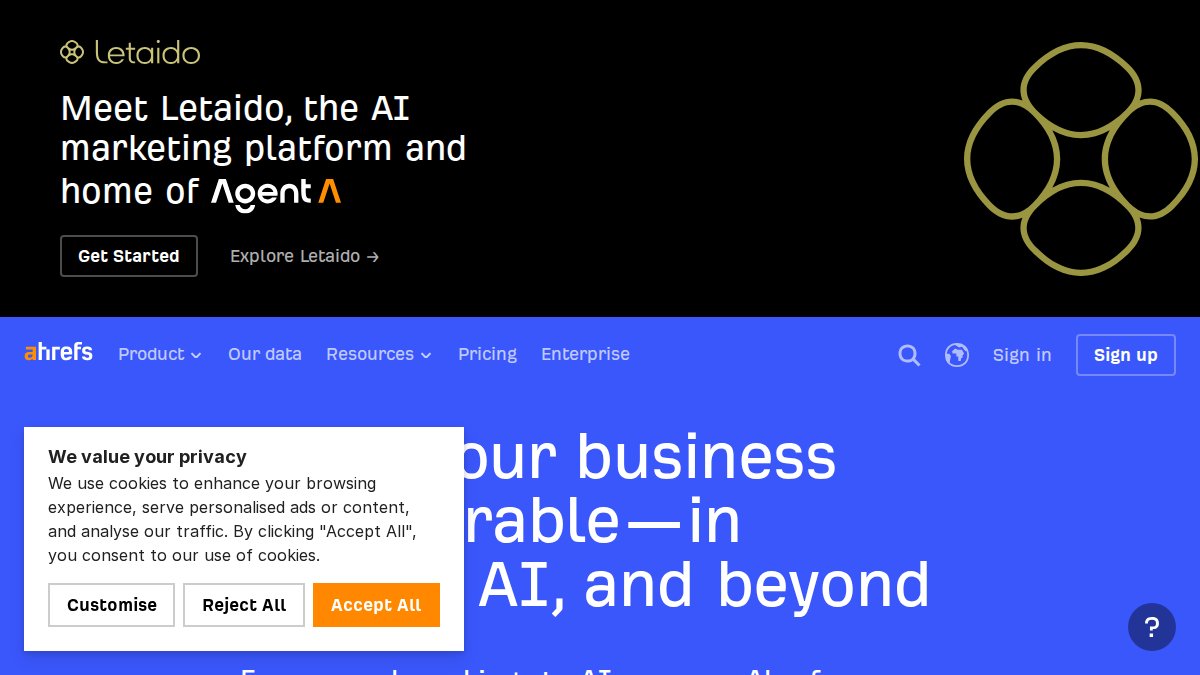 Screenshot of ahrefs.com interface