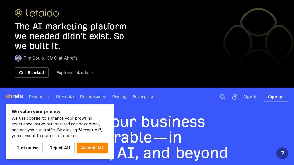 Screenshot of ahrefs.com interface