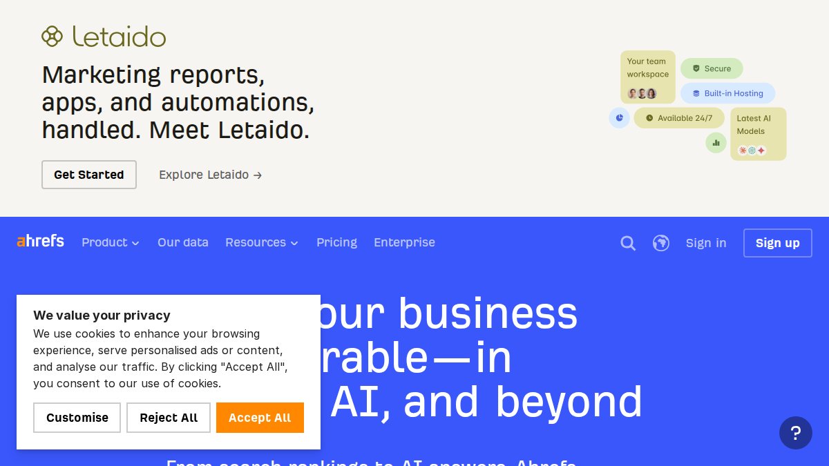 Screenshot of ahrefs.com interface