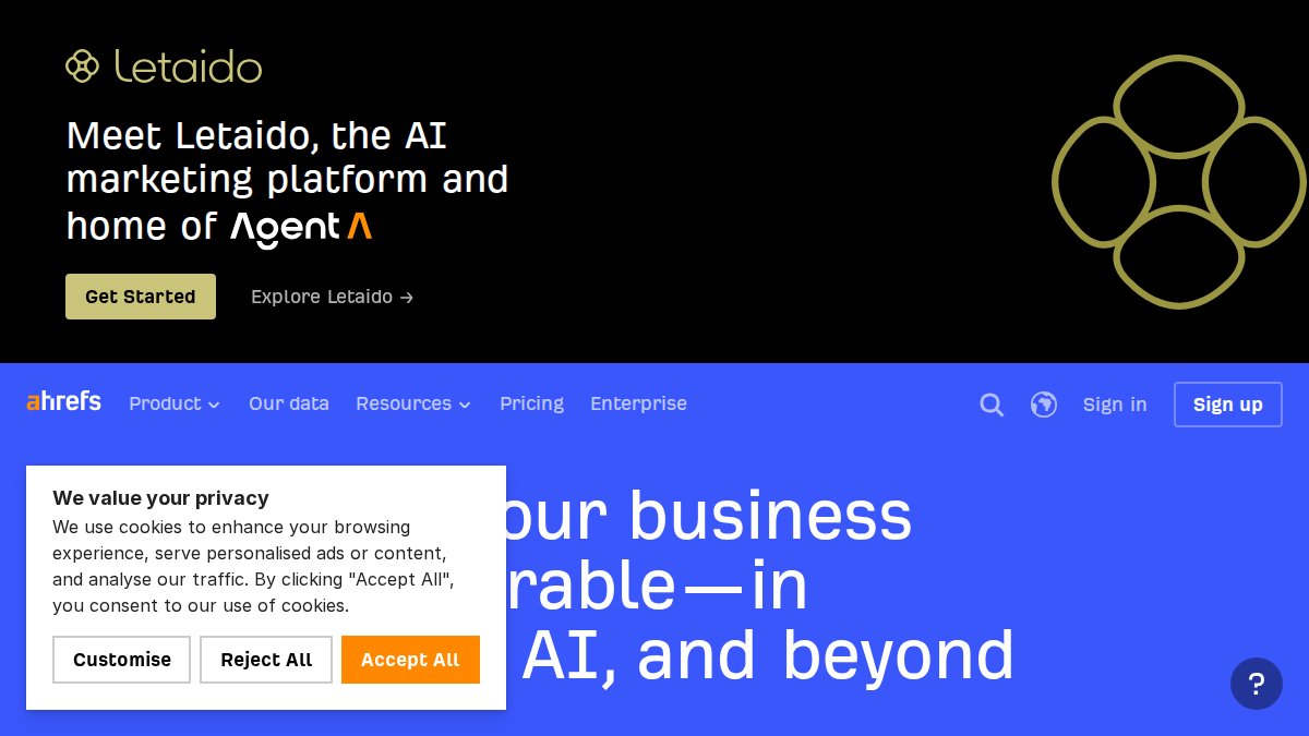 Screenshot of ahrefs.com interface