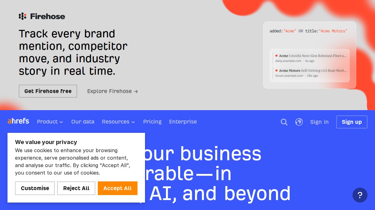 Screenshot of ahrefs.com interface