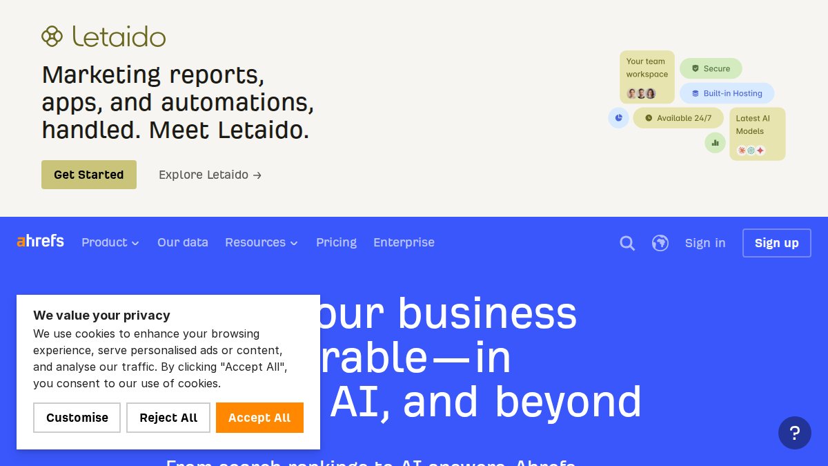 Screenshot of ahrefs.com interface