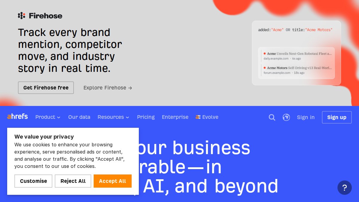 Screenshot of ahrefs.com interface