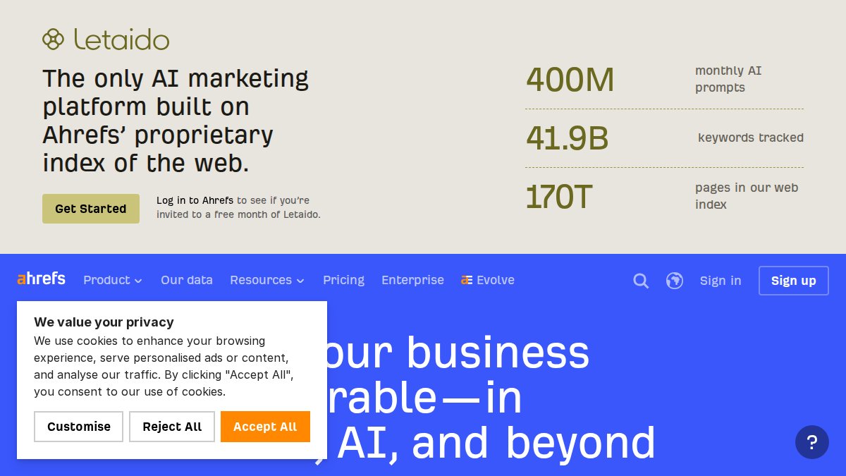 Screenshot of ahrefs.com interface