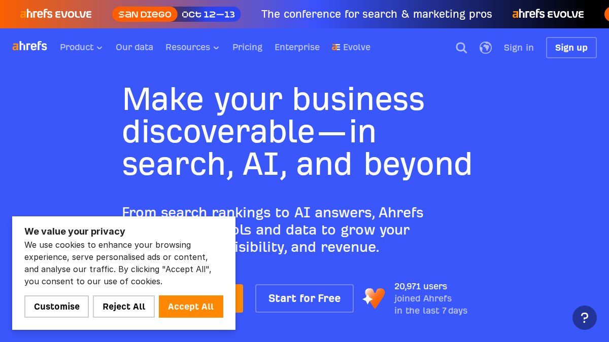 Screenshot of ahrefs.com interface