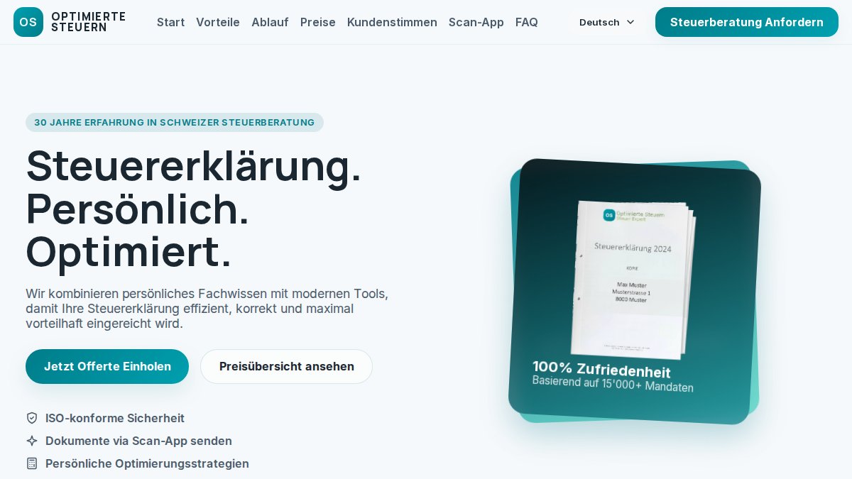 Screenshot of ai.optimiertesteuern.ch interface