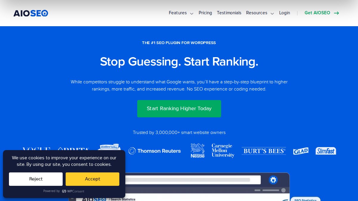 Screenshot of aioseo.com interface