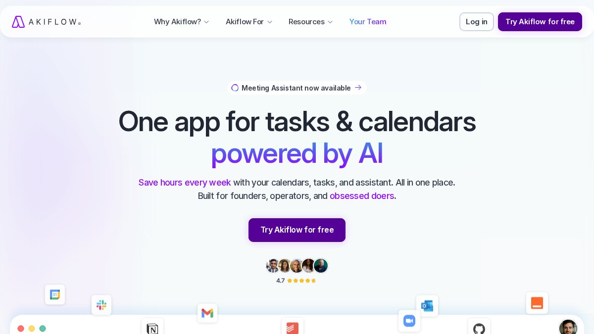 Screenshot of akiflow.com interface