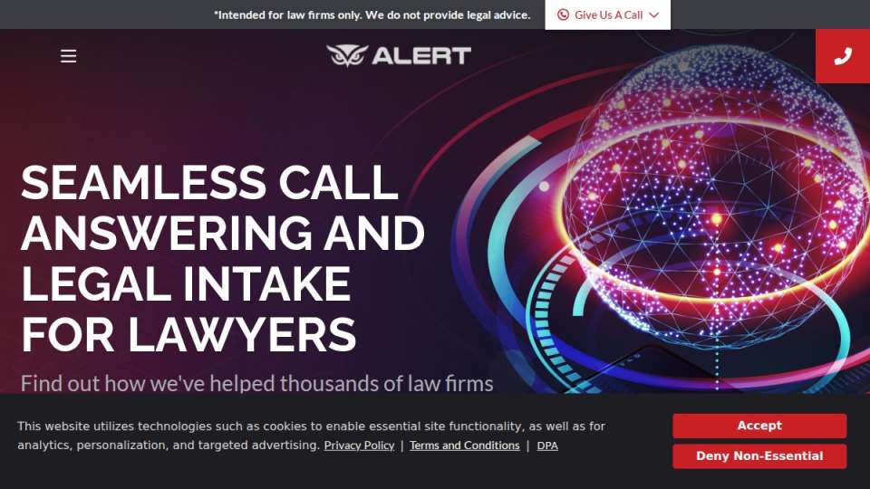 Screenshot of alertcommunications.com interface