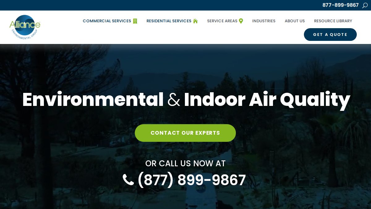 Screenshot of alliance-enviro.com interface