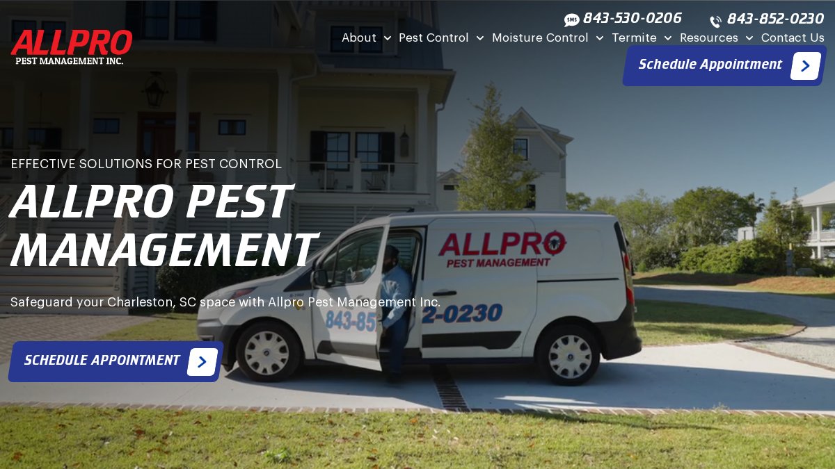 Screenshot of allpropestmanagement.com interface