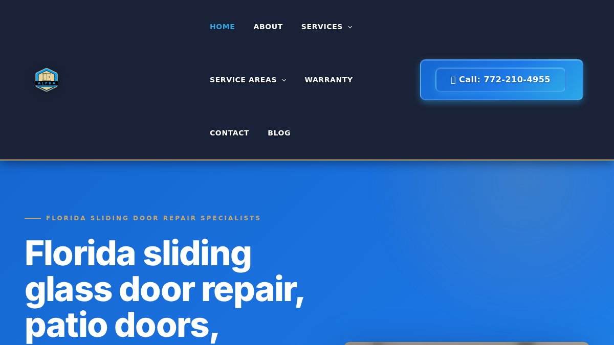 Screenshot of alphaslidingdoors.com interface