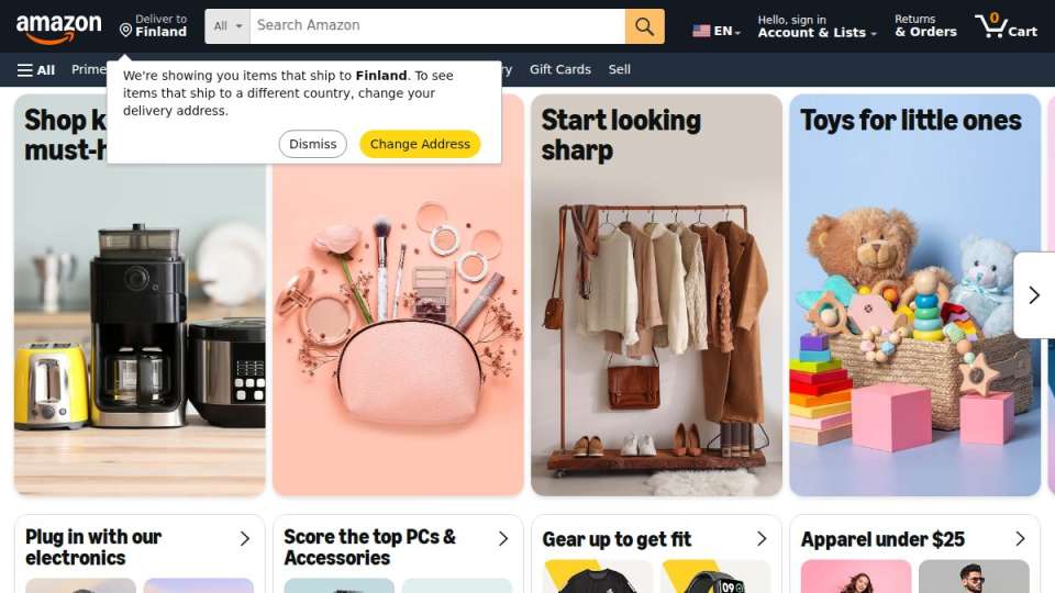 Screenshot of amazon.com interface