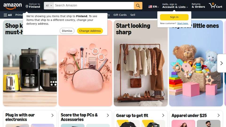 Screenshot of amazon.com interface