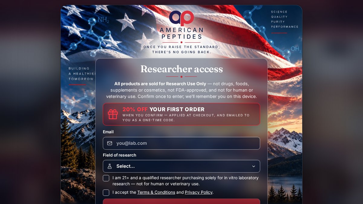 Screenshot of americanpeptides.us interface