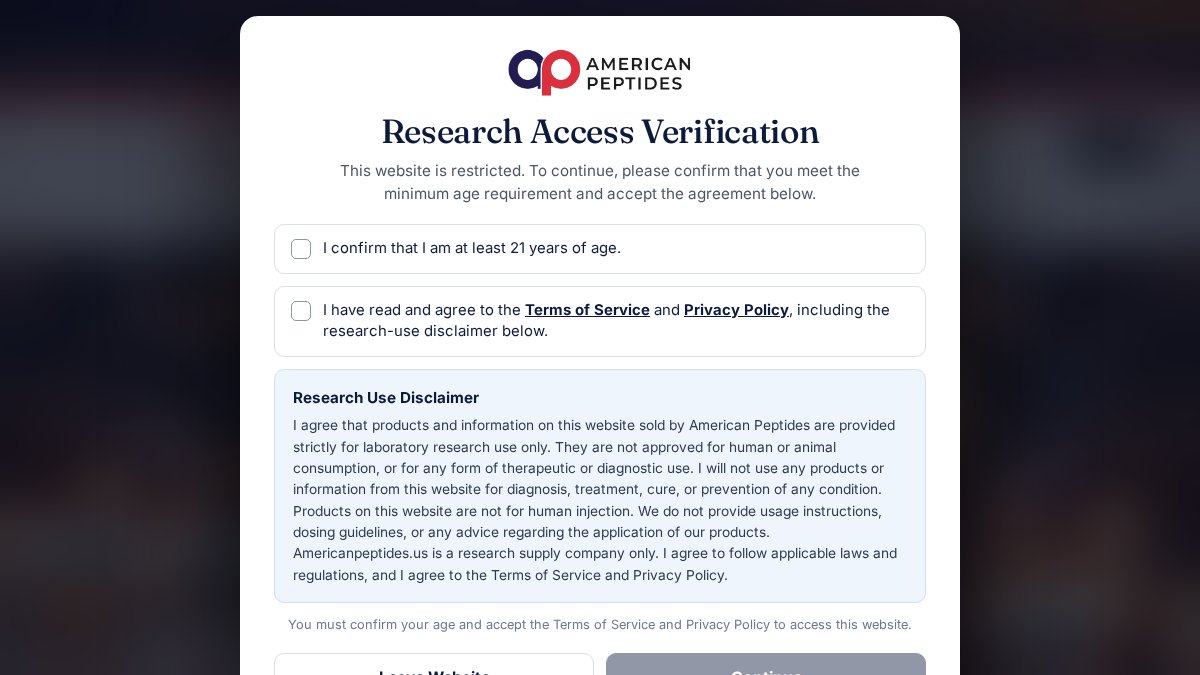 Screenshot of americanpeptides.us interface