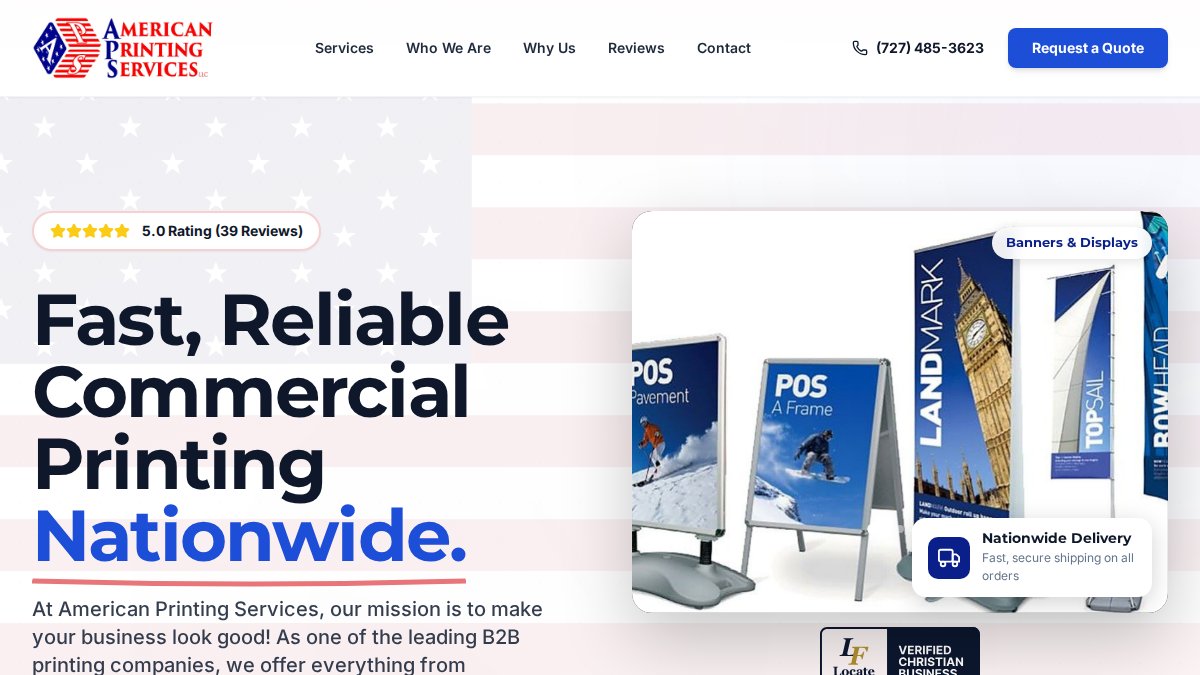Screenshot of amerprintsvc.com interface