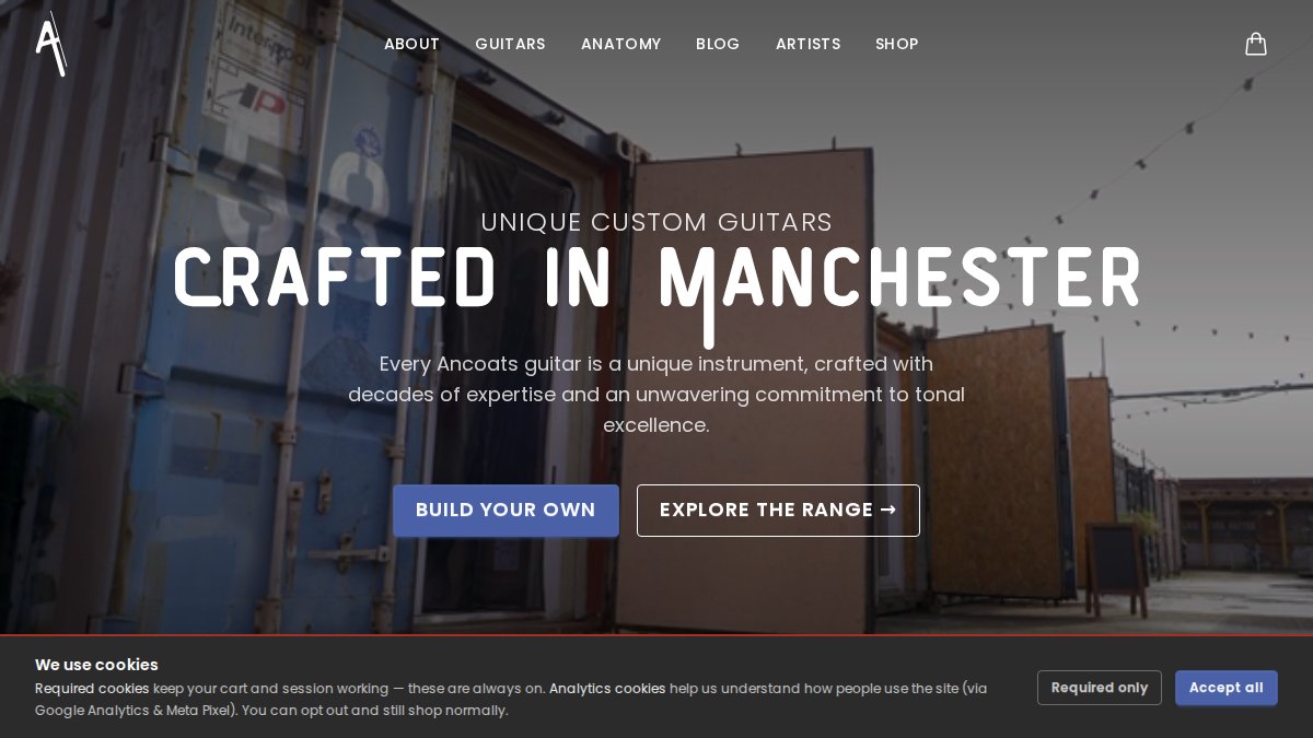 Screenshot of ancoatsguitars.co.uk interface