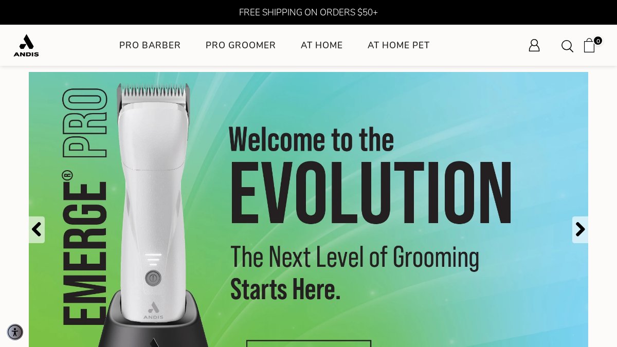 Screenshot of andis.com interface
