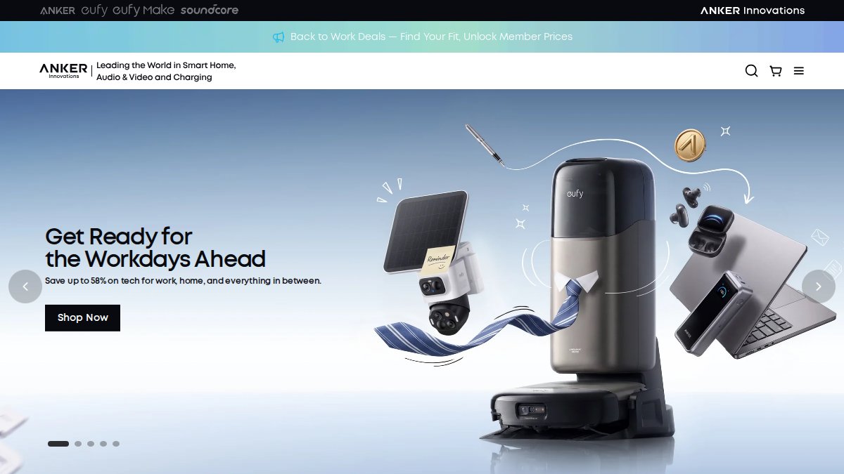 Screenshot of anker.com interface