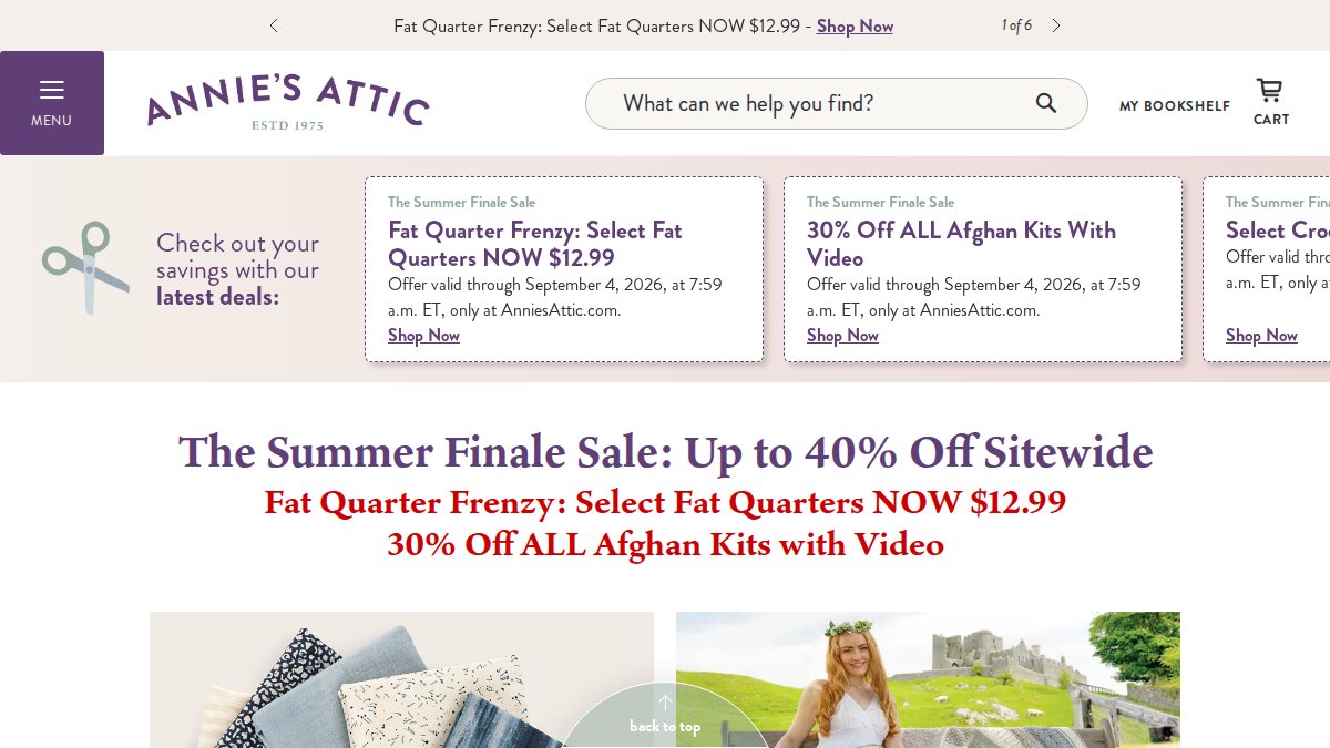 Screenshot of anniescatalog.com interface