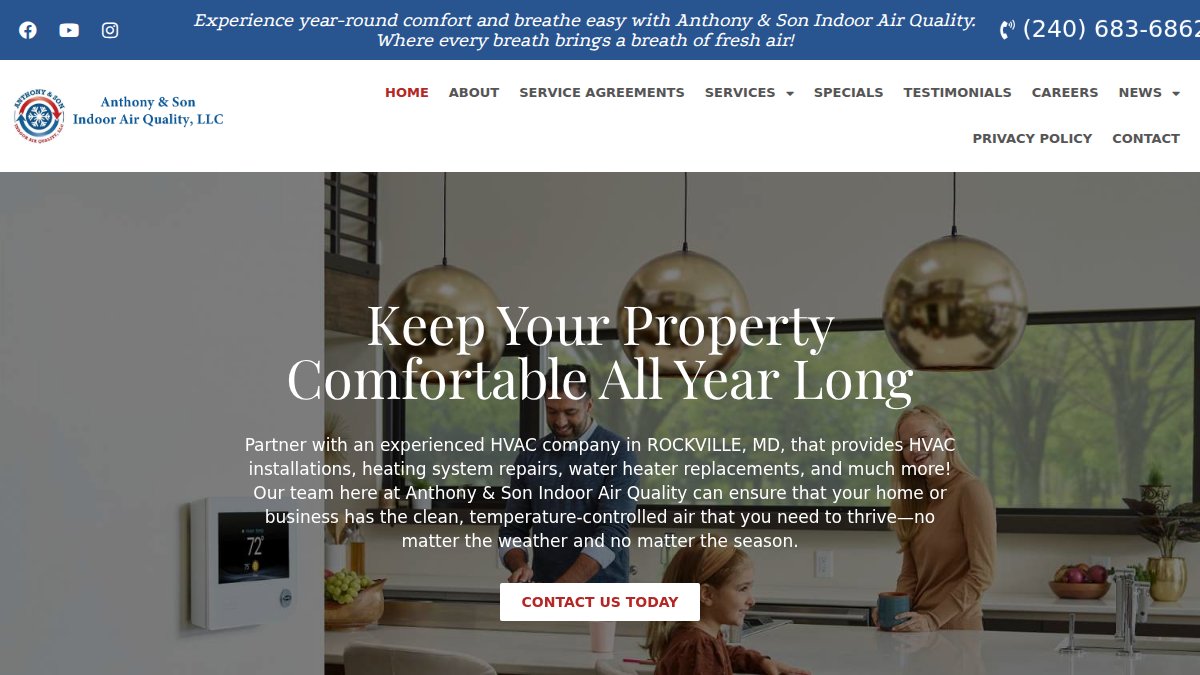 Screenshot of anthonyandsonhac.com interface