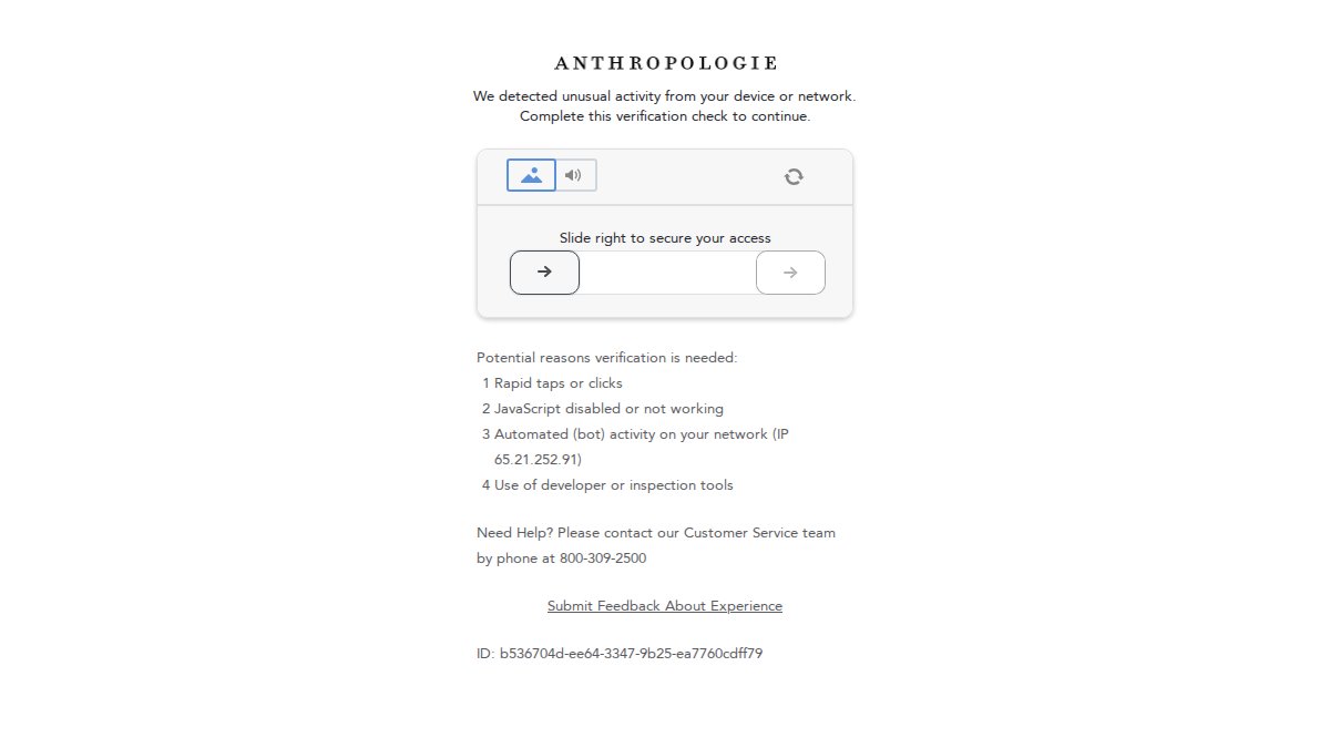Screenshot of Small Space Furniture page on anthropologie.com